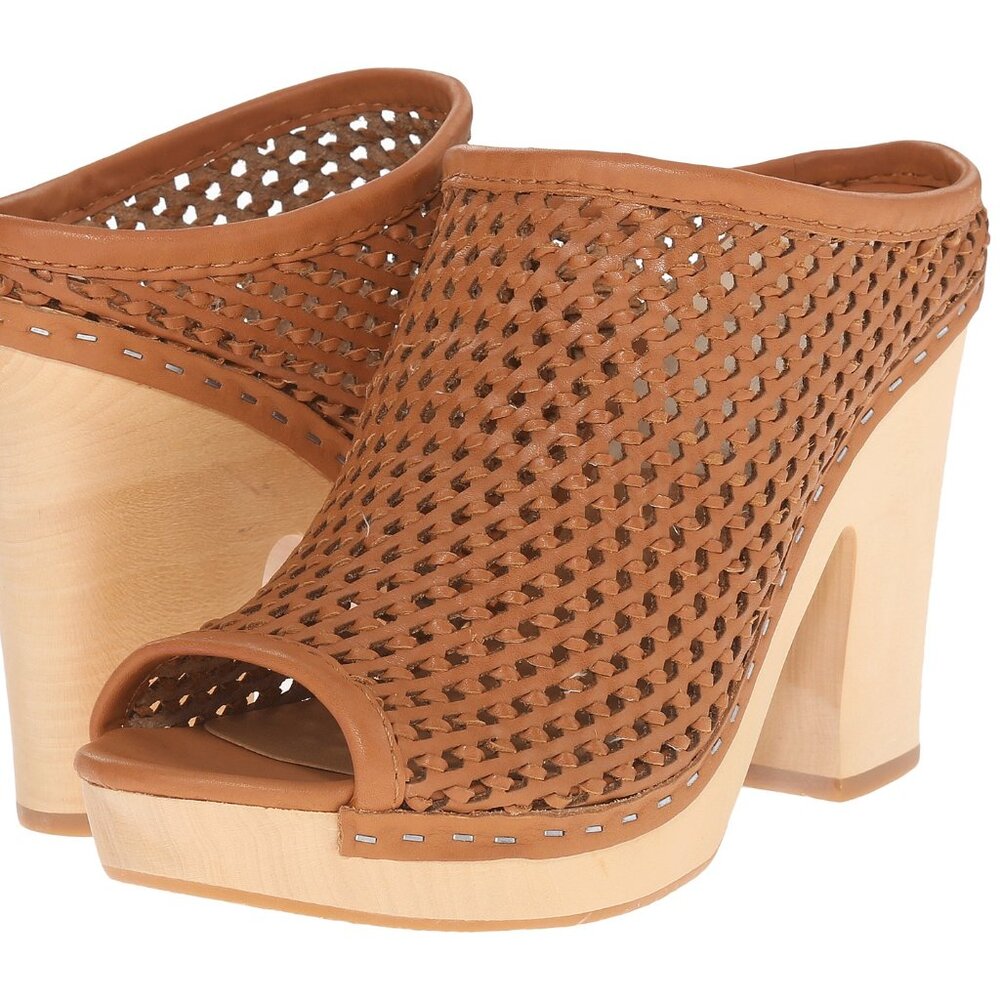 Dolce Vita New BROOKS Clog Woven Leather Platform Mules Shoe NIB Nude Tan Womens